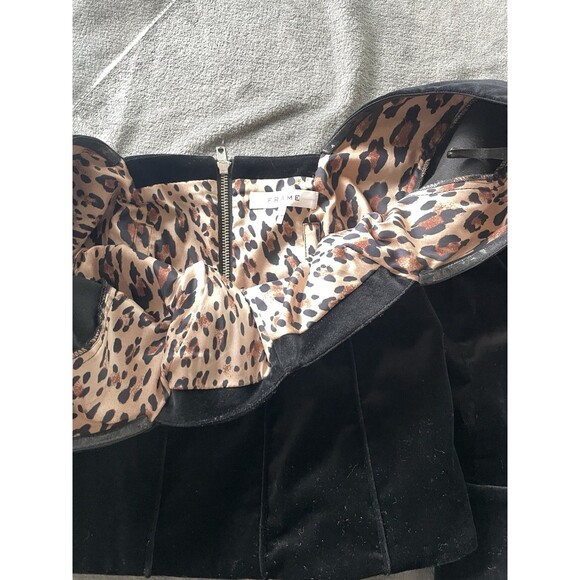 FRAME Blouse Womens Small Black velvet sweetheart neck Exposed Zipper Party Chic - Picture 8 of 13